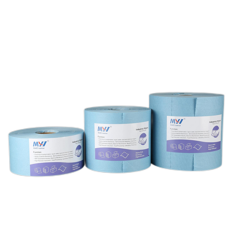 Blue Industrial Cleaning Nonwoven Lint Free Cleanroom Polyester Cellulose Wiper Roll