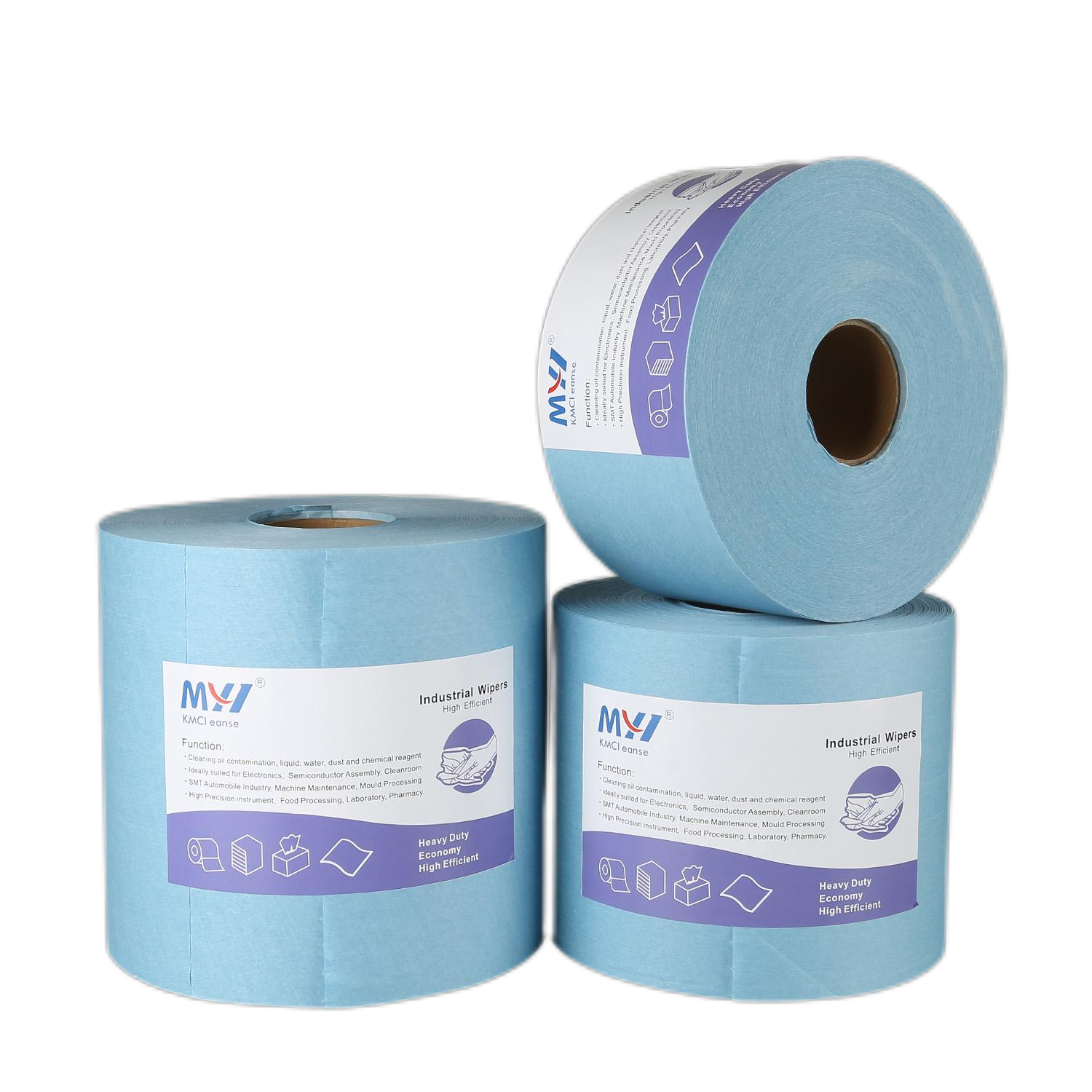 Factory Direct Wholesale Nonwoven Cleanroom Industrial Blue Roll Cleaning Wiper Paper Roll