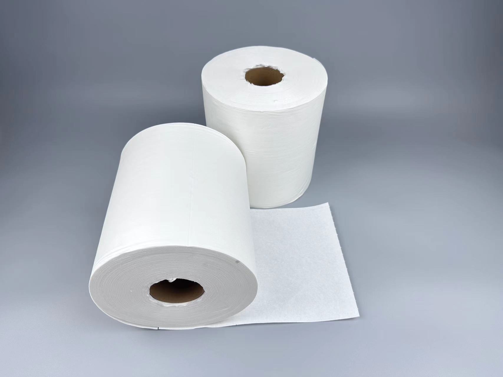 China Manufacturers Woodpulp Polyester Cleanroom Wiper Nonwoven Cleaning Paper Wiping Roll