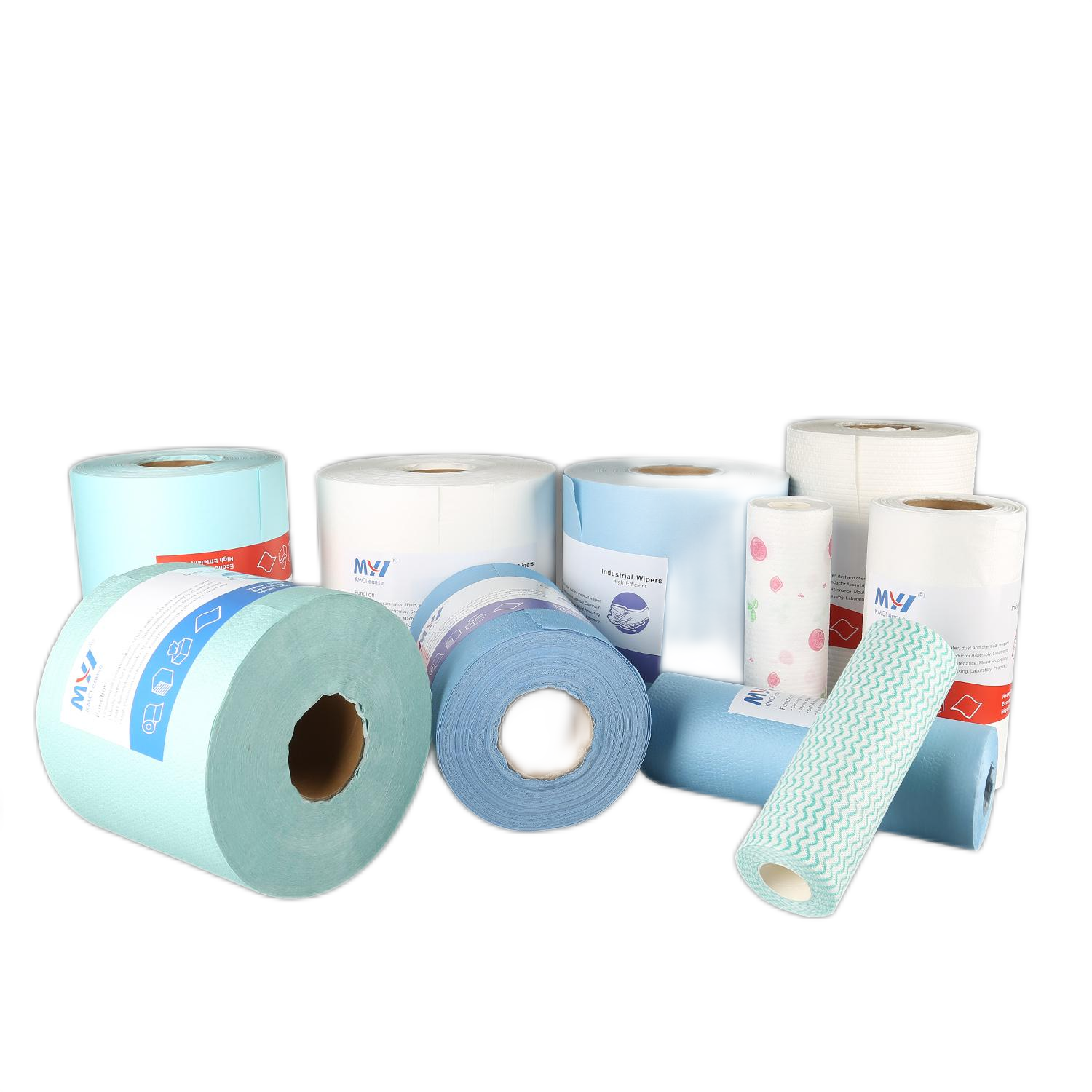 Blue White General Cleaning Wiper Roll Lint Free Nonwoven Industrial Paper Wiper Roll