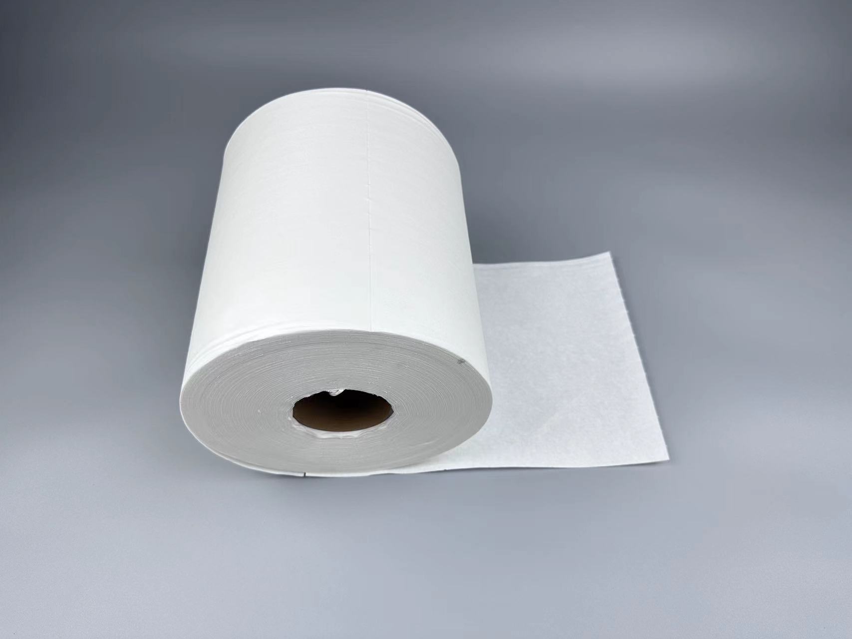 China Manufacturers Woodpulp Polyester Cleanroom Wiper Nonwoven Cleaning Paper Wiping Roll